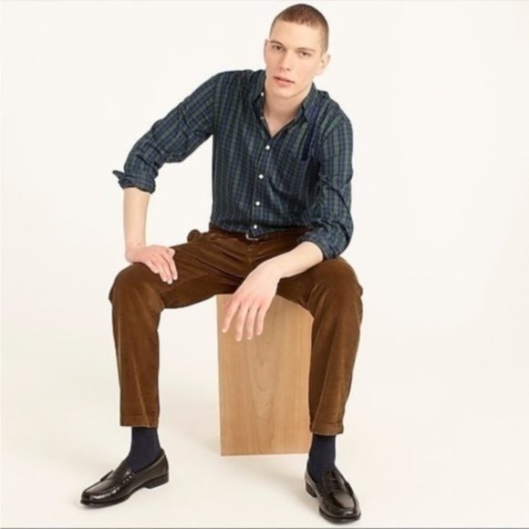 J. Crew | Slim Performance Twill Shirt Buttondown Long Sleeve Pine Plaid Green - Picture 4 of 14